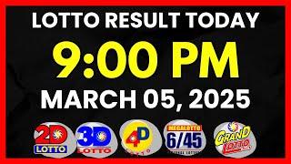 Lotto Result Today 9PM Draw March 05, 2025 | 2D, 3D Swertres, 4D, 6/45,  6/55, PCSO#lottoresult