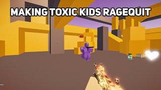 MAKING TOXIC KIDS RAGEQUIT ON ROBLOX ARSENAL