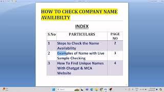 HOW TO CHECK COMPANY NAME AVAILABILITY MCA V3 PORTAL