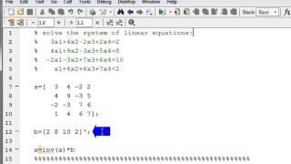 Solve a system of linear equations in MATLAB using matrix inverse method
