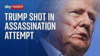Moment Trump shot in apparent 'assassination attempt'