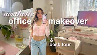 AESTHETIC DESK MAKEOVER *pinterest inspired*  ️ office transformation & desk tour