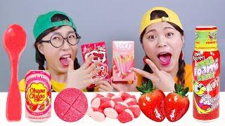 Strawberry Chocolate Ice Cream Cake Mukbang DONA