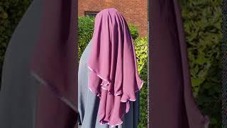 Muslima Niqabi Three Layer Niqab with Satin Trims Purple (Long) - ITADASHI 2020