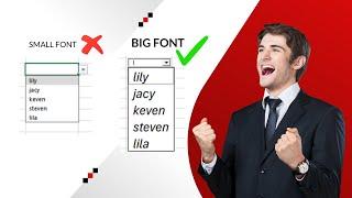 No VBA needed! Improve drop-down list font size in Excel