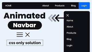 Create a RESPONSIVE NAVBAR with sidebar animation (CSS ONLY)