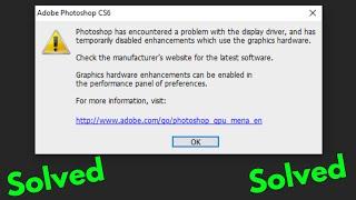 Fix photoshop has encountered a problem with the display driver windows 10/8/7