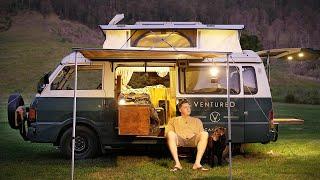 THIS CAMPING VAN has got it ALL [ Cozy SOLO relaxing at a Rain Forest Creek, Van Life ASMR]