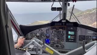 Winair Landing at Saba airport Dutch Caribbean world shortest RUNWAY 2023