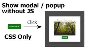 Create a modal / popup without JavaScript | Using only a tag and ID selectors | HTML and CSS only