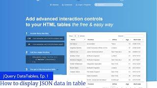jQuery DataTables AJAX JSON example