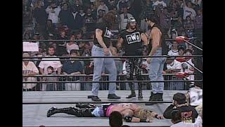 Macho Man jumps DDP. Macho accepts NWO T Shirt from the Outsiders! + Crazy Fan jumps in ring! (WCW)