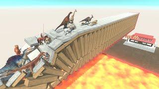 Running for Survival | Escape from a Collapsing Bridge - Animal Revolt Battle Simulator