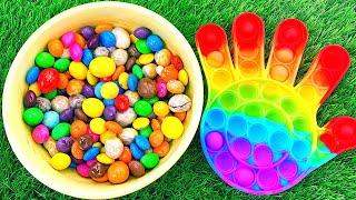 Oddly Satisfying Video l Candy Mixing with Magic Pop It & Rainbow Balls Playdoh Cutting ASMR