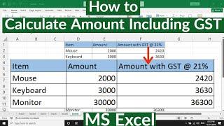 How to Calculate Amount with GST in MS Excel | How to Calculate GST Amount in MS Excel