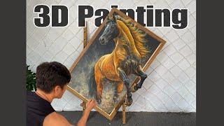 3D Horse Painting Process | Realistic Art in the Making #art #painting #artwork #diy #artist