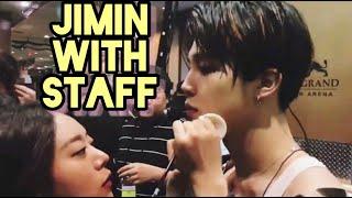 BTS Jimin and Staff Moments, jimin with makeup artist··