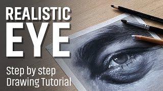 Realistic EYE - Pencil drawing - Step by step - How to draw - Tutorial