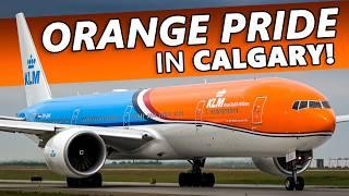 "ORANGE PRIDE" IN CALGARY! KLM Boeing 777-300ER at Calgary Airport