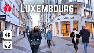 Luxembourg City  Richest Country in the World, 4K 60fps Walking Tour at Snowy Day 2024 ️