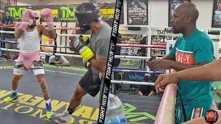 LEAKED! GERVONTA DAVIS SPARRING FOR LEO SANTA CRUZ WITH FLOYD MAYWEATHER WATCHING ON - FULL VIDEO