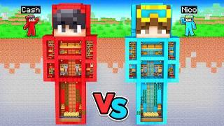 Cash’s POOR vs Nico’s RICH Secret Base In Minecraft!