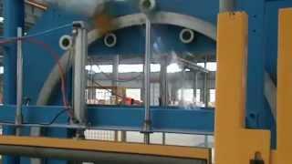 Horizontal wrapping machine working for packing plastic insulation board,Qingdao Ausense