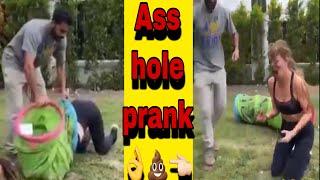 Ass hole prank  girl ass hold 