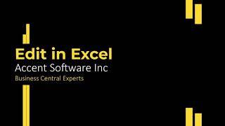 Microsoft Dynamics 365 Business Central - Edit in Excel