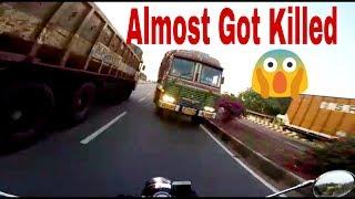 Most Stupid Truck Driver on Indian Roads || Lucky Motorcyclist 