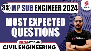 MP Sub Engineer 2024 / DDA JE 2024 Civil Engineering | Most Important Questions | By Vaibhav Sir