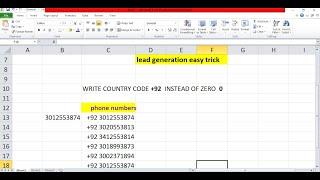 How to add country code before a number in Excel | add 92 before the number in Excel.