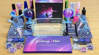 GALAXY SLIME Mixing makeup and glitter into Clear Slime Satisfying Slime Videos