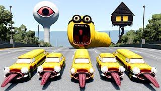 Long & Normal CAR EATER Destruction Test with MINION EATER & WATER EYE TOWER – BeamNG.Drive