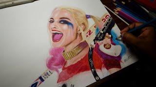 Drawing Harley Quinn - timelapse |colour pencil drawing | Srinath Srinivasan