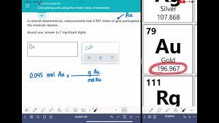 ALEKS: Calculating and using the molar mass of elements