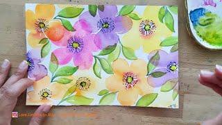 Watercolor Tutorial for beginners | Colorful flowers |