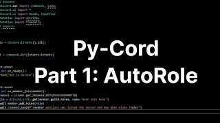 Py-Cord: Making A Discord Bot | Part 1, Auto Role