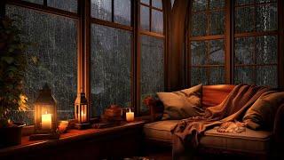 Falling Asleep to Night Rain & Distant Thunder Sounds | Rain Sounds for Insomnia Relief