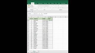Find age from DOB in excel using Datedif function