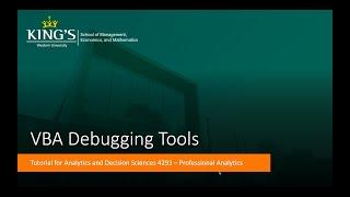 VBA Tutorial Video 17: Using Debugging Tools in VBA