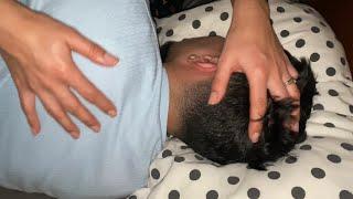 Relaxing ASMR head massage/intense scalp scratching & hair brushing sounds (no talking)