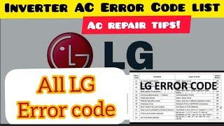 LG inverter AC error code list | Error code  troubleshooting @ACREPAIRTIPS