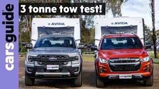 TOWING TEST! Ford Ranger Wildtrak V6 vs Isuzu D-Max X-Terrain - 2.8t caravan tow review