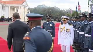 PRESIDENT OBAMA VISITS STATE HOUSE KENYA, INSPECTS GUARD OF HONOUR AND RECEIVES A 21-GUN SALUTE