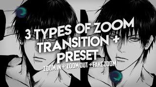 3 TYPES OF BASIC ZOOM TRANSITION PACK + PRESET (alight link, xml link )| YUNO