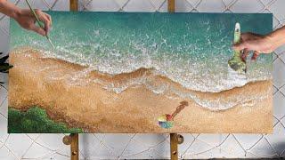 3D Textured Beach Scene Art | DIY Modern Wall Decor with Sand, Glue & Acrylic Paint #diy  #painting