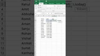 How to calculate age from DOB in Excel #excel #exceltricks #exceltutorial