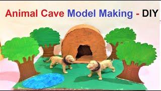 animal cave model making using cardboard  ideas | science project |  best out of waste | howtofunda