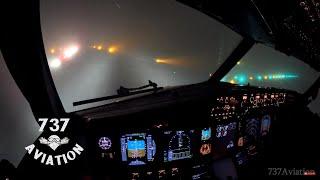 4K ILS Cat II  - Boeing 737 night landing in dense winter fog